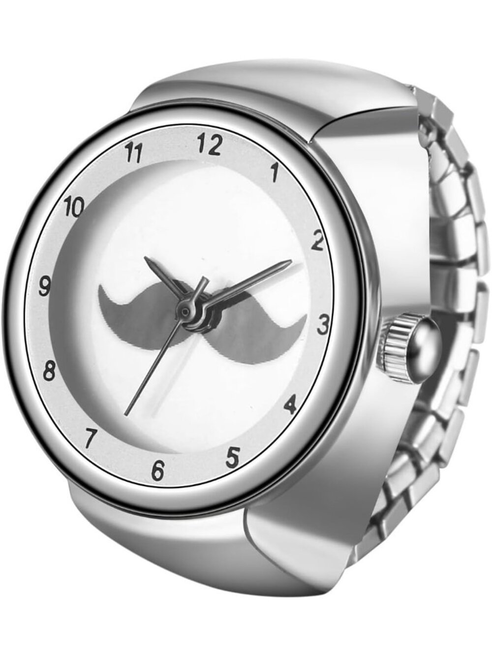 Unisex Silver Analog Quartz Stainless Steel Arabic Numerals Casual Ring Watch